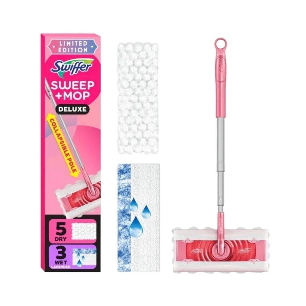 Swifter Wicked PINK Sweep & Mop Deluxe 2-in1 Kit Limited Edition HTF